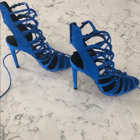 Zara royal blue laced high heels - Picture 4 of 10